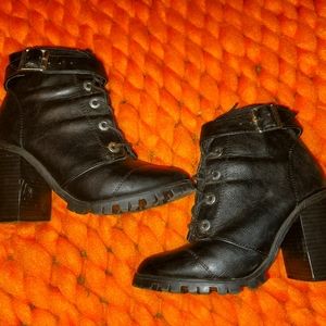 Black Heeled Combat Boots